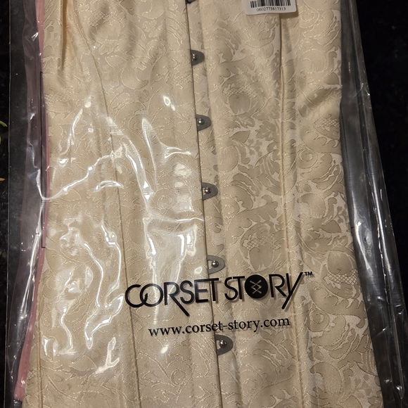 New in Package Instant Shape Cream Brocade Longline Overbust Corset - Picture 3 of 3